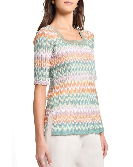 Misook Gray Pointelle Zigzag Knit Tunic