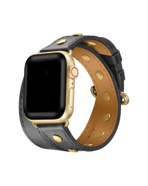 The Posh Tech Black Leather Wrap Strap For Apple Watch®