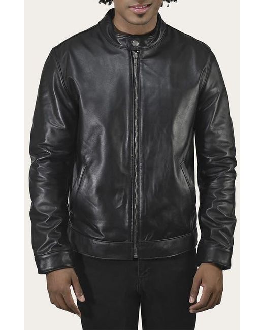 Frye Black Cafe Leather Racer Jacket for men