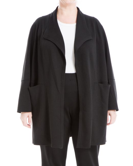 Max Studio Draped Collar Scuba Jacket In Black At Nordstrom Rack Lyst