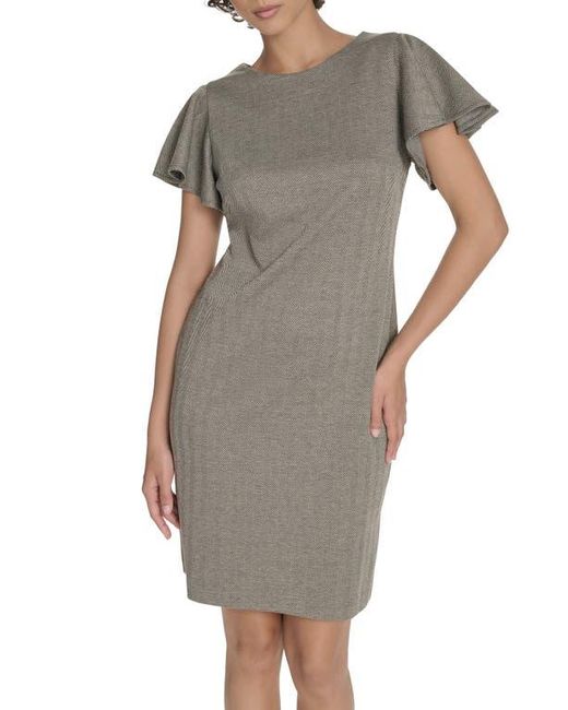 Tommy Hilfiger Multicolor Flutter Sleeve Herringbone Sheath Dress