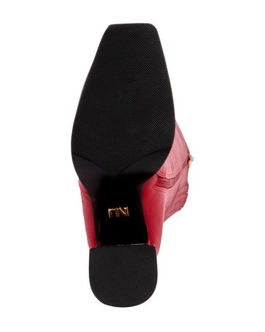 Ninety Union Red Link Nipped Toe Knee High Boot