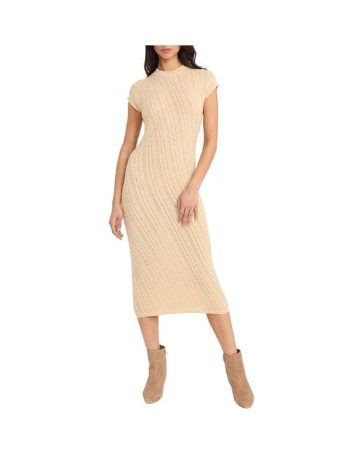 The Good Journey Natural Cap Sleeve Midi Sweater Dress