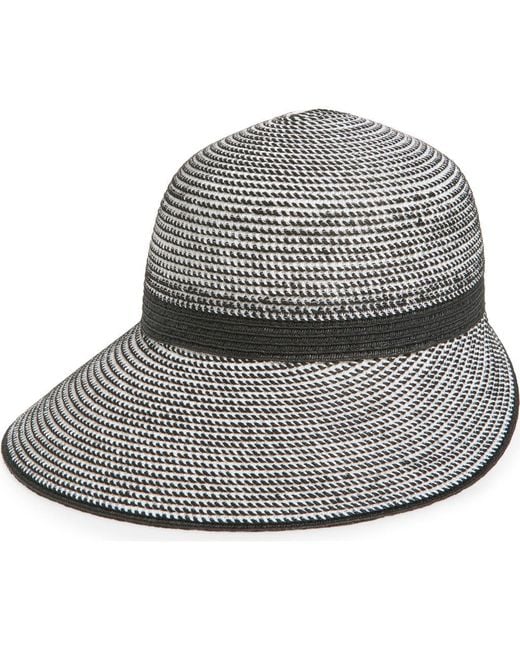 Calvin Klein Gray Tri-Color Texture Raffia Straw Reader Hat