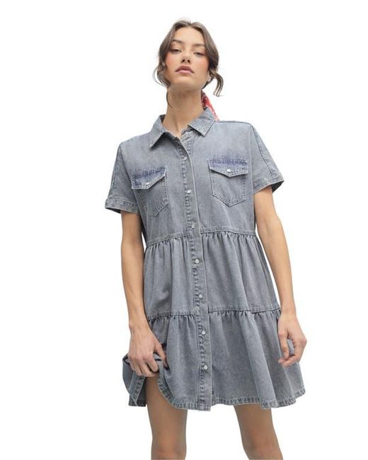 Wishlist Blue Tiered Babydoll Dress