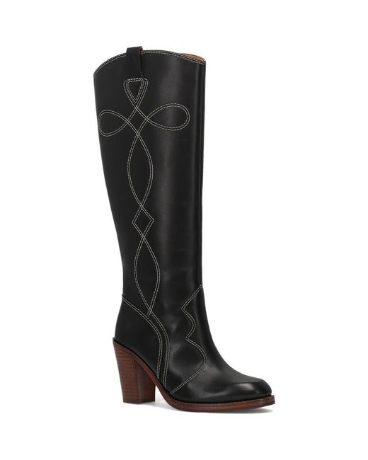 Frye Black Corinne Knee High Western Boot