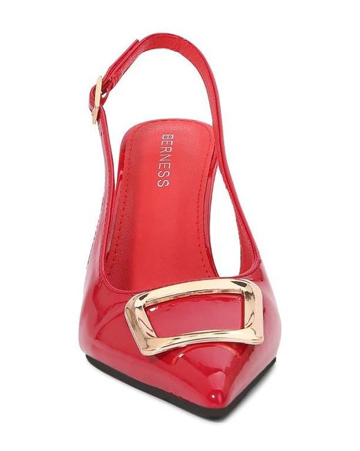 BERNESS Red Buckle Slingback Stiletto Pump
