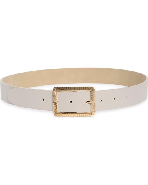 Steve Madden Natural Ribbed Buckle Faux Leather Belt