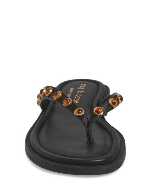Rag & Bone Black Cabochon Gia Flip Flop