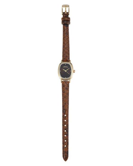 Ettika Brown Square Case Leather Strap Watch