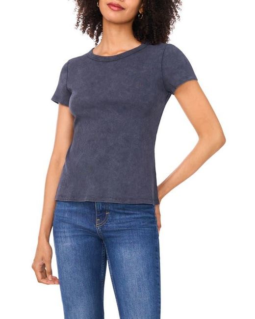Halogen® Blue Ribbed Washed T-Shirt