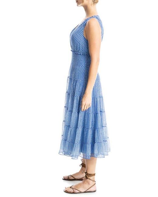 max studio v-neck sleeveless mesh midi dress Max Studio V-Neck Sleeveless Mesh Midi Dress in Blue