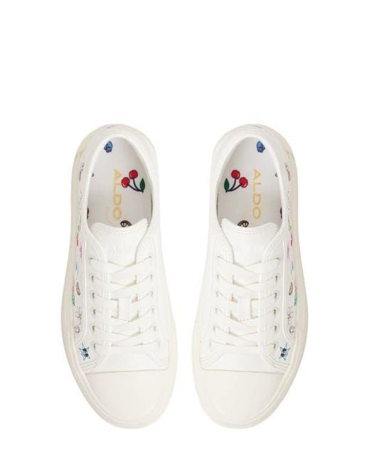 ALDO White Rayes Embroidered Platform Sneaker