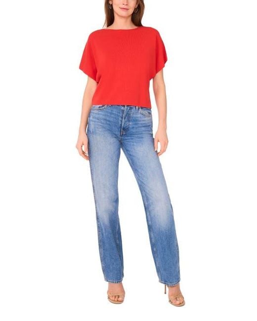 Halogen® Red Short Sleeve Crop Sweater