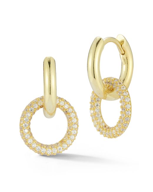 Glaze Jewelry Metallic Cubic Zirconia Double Hoop Drop Earrings