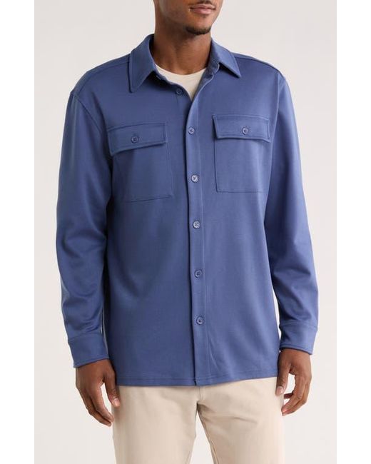90 Degrees Blue Reamy Textured Shacket for men
