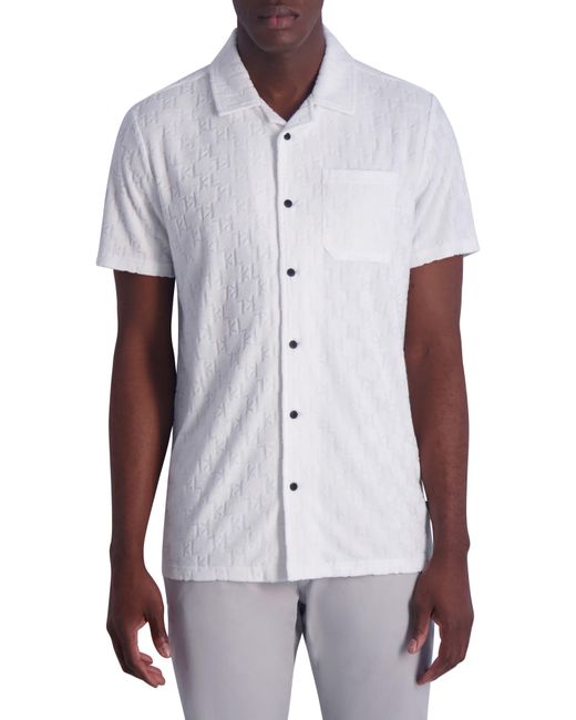 Karl Lagerfeld White Logo Jacquard Button-up Shirt for men