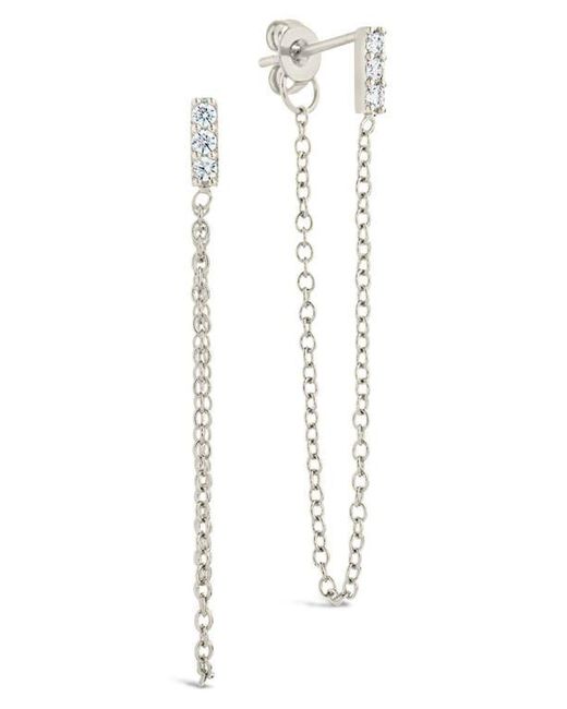 Sterling Forever White Chelsea Cubic Zirconia Chain Drop Front/Back Earrings