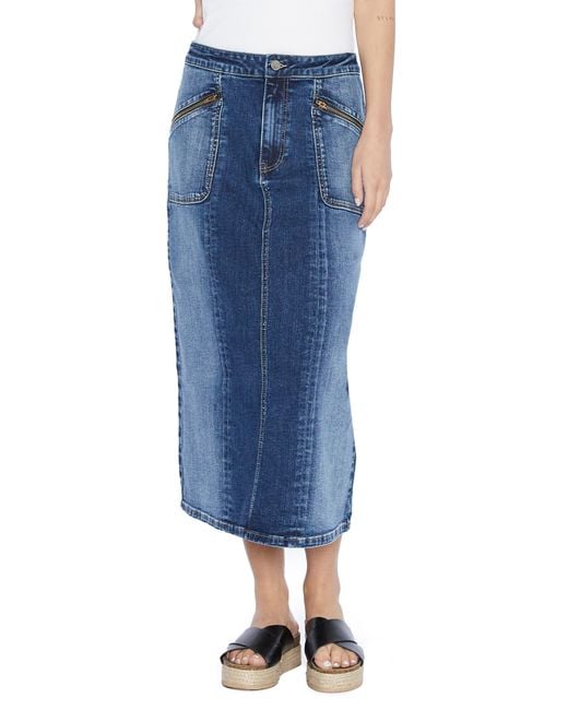 Wash Lab Denim Blue Zip Pocket Denim Skirt