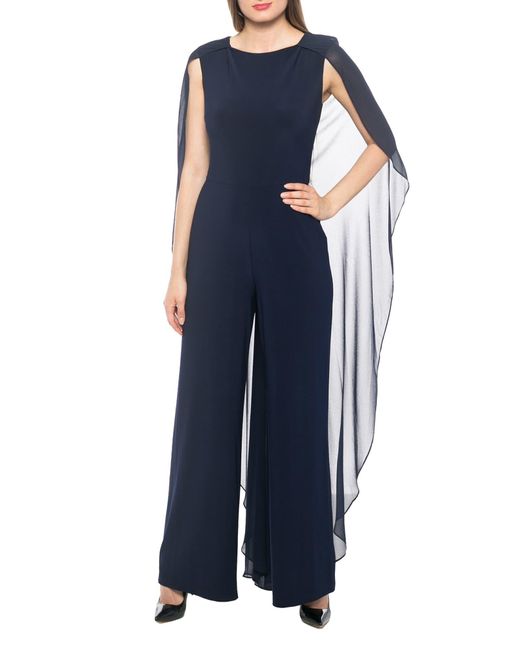 Marina Chiffon Overlay Jumpsuit In Navy At Nordstrom Rack in Blue Lyst