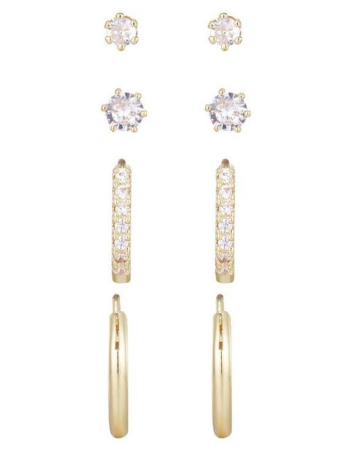 Adornia White Set Of 3 Assorted Hoops And Stud Earrings