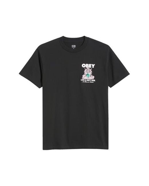 Obey Black Love & Unity Now Graphic T-Shirt for men