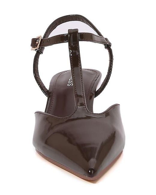 BERNESS White T-Strap Kitten Heel Pump