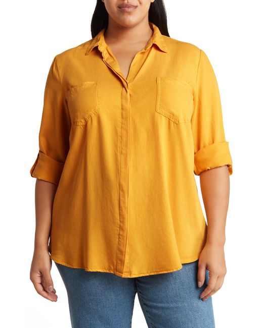 Velvet Heart Orange Riley Long Sleeve ® Lyocell Button-up Shirt