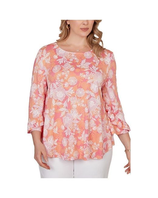 Ruby Rd Pink Puff Print Top