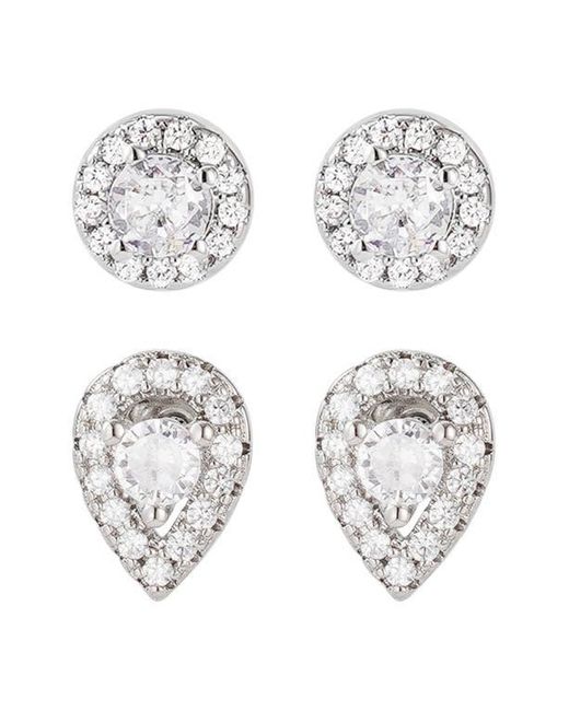Adornia White Set Of 2 Assorted Cubic Zirconia Stud Earrings