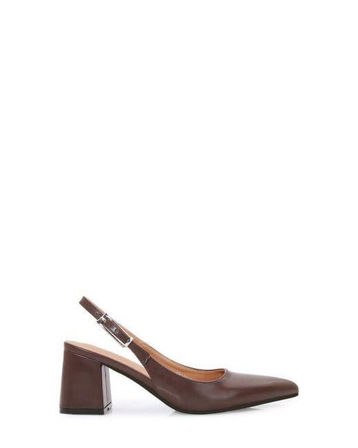 BERNESS Brown Pointed Toe Slingback Pump