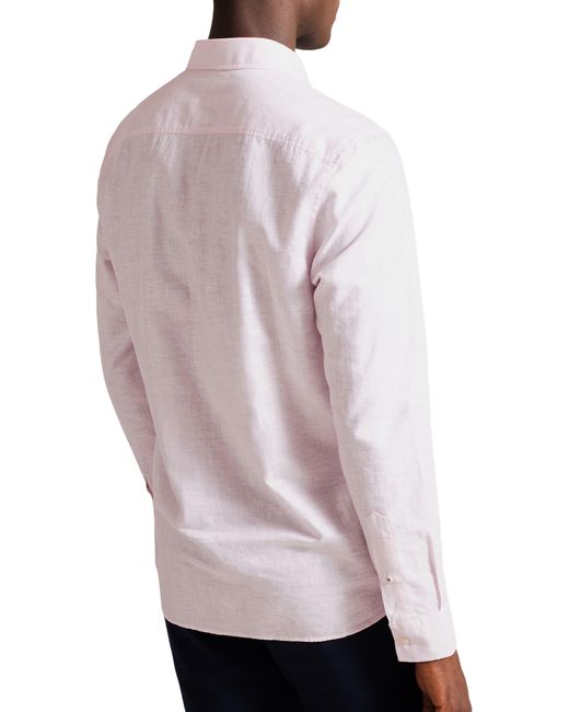 Ted Baker White Linen & Cotton Blend Button-up Shirt for men