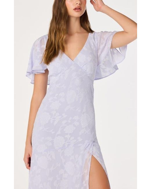 Astr Floral Flutter Sleeve Cutout Back Midi Dress in White | Lyst