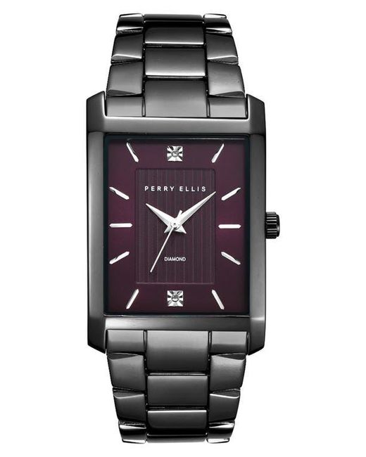Perry Ellis Slim Rectangular Diamond Bracelet Watch, 31Mm X 40Mm in ...