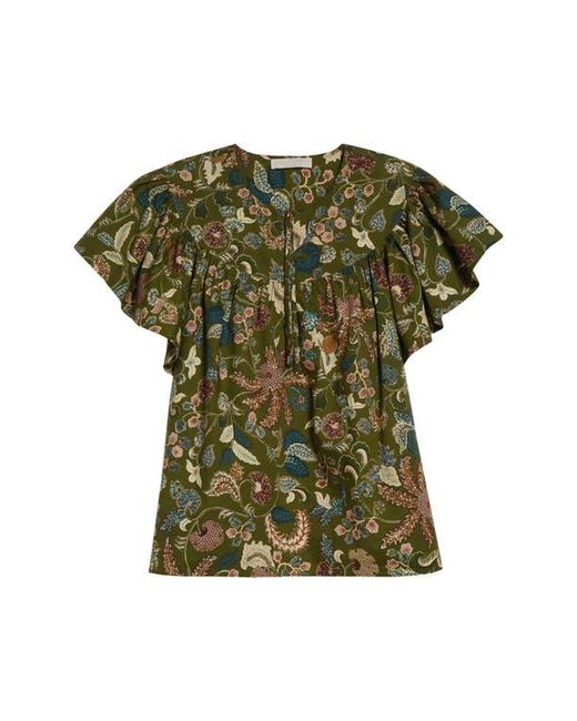 Ulla Johnson Blue Perline Flutter Sleeve Top