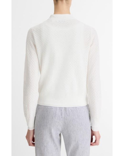 Vince White Double Layer Organic Cotton Blend Cardigan