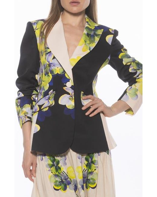 Alexia Admor Black Ruched Sleeve One-Button Blazer