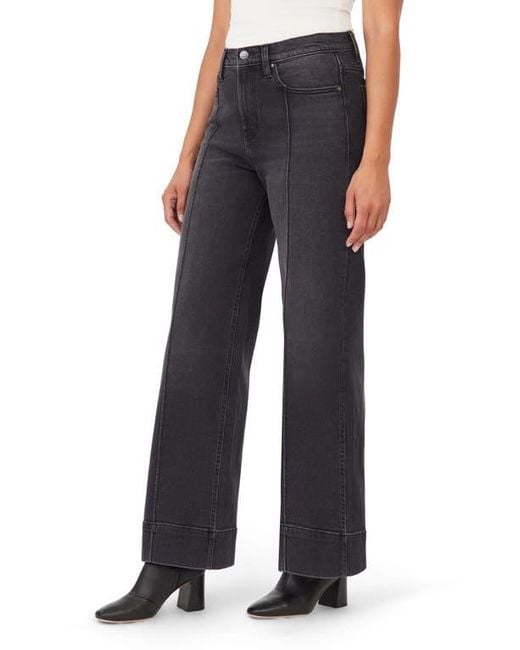 Kensie Black High Waist Pintuck Wide Leg Jeans