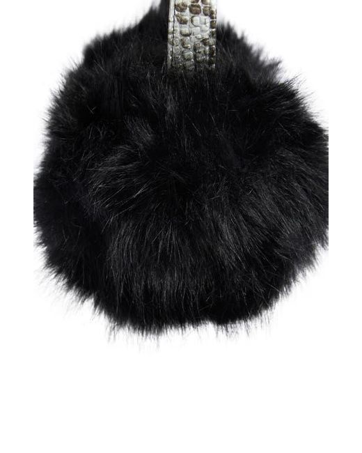 Steve Madden Black Faux Leather & Faux Fur Earmuffs