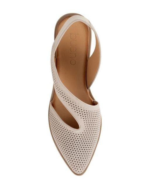 BUENO Natural Bianca Perf Slingback Pointed Toe Flat