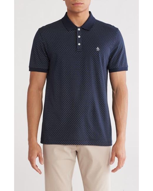 Original Penguin Blue Ditsy Diamond Cotton Jersey Polo for men