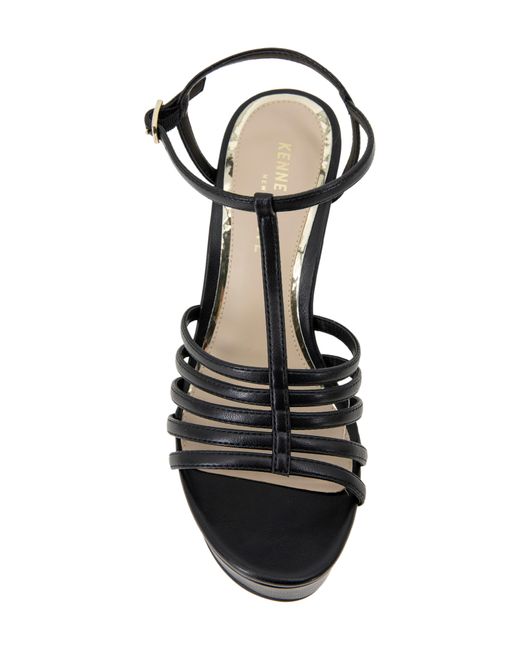 Kenneth Cole Black Celia Ankle Strap Platform Wedge Sandal