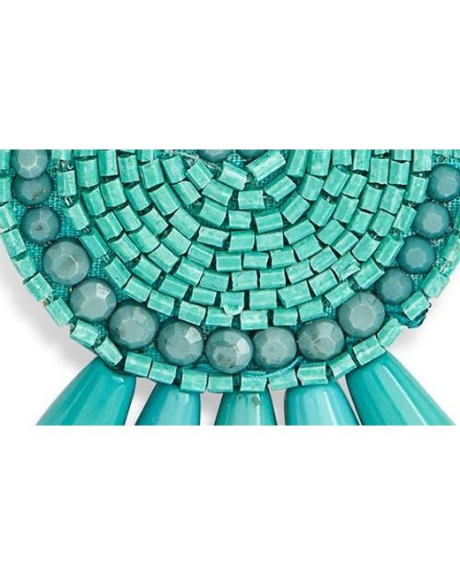 Kenneth Jay Lane Blue Beaded Drop Clip-On Earrings