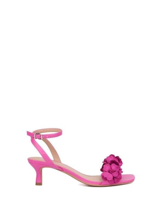 New York & Company Pink Gwendolyn Flower Strap Sandal