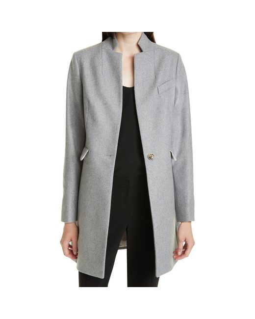 Ted Baker Gray Straight Tailored Wool & Cashmere Blend Coat