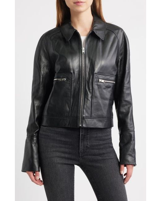 FRAME Black The Leather Zip Front Jacket