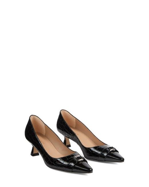 L.K.Bennett Black Jen Croc Embossed Pointed Toe Pump