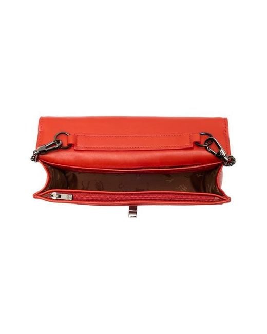 Longchamp Red Quilted Leather Wallet On A Chain