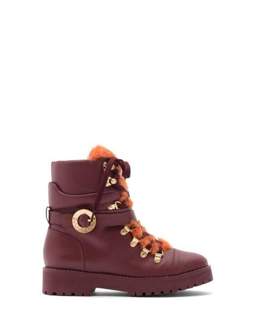 Cult Gaia Red Paola Faux Shearling Boot