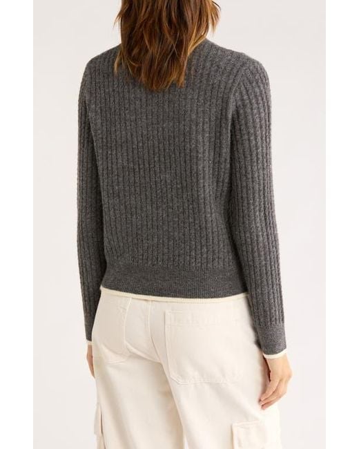 Elodie Bruno Gray Mini Cable Knit Crop Sweater